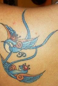 zpět na sobě modrý koruna vlaštovka tetování vzor