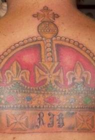 modello di tatuaggio schiena colore corona