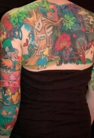 back Colored Alice in Wonderland cartoon tattoo iphethini