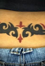 waist black and red style totem tattoo pattern