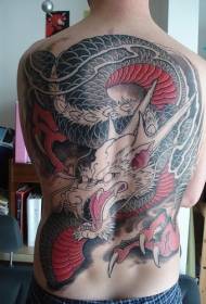 male full back Japanese painted dragon tattoo pattern