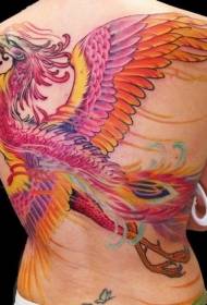back colorful phoenix tattoo pattern
