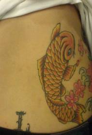 good looking yellow squid and flower tattoo pattern