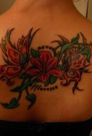 back interesting colorful floral butterfly Tattoo pattern