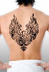 mäns rygg svart tribal phoenix tatuering mönster