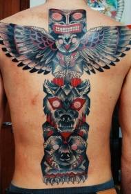sejumlah besar desain tato suku berwarna-warni di belakang
