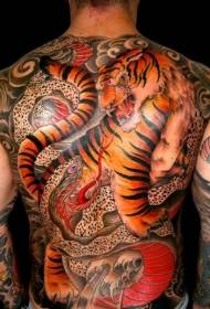 modèle de tatouage tigre et serpent de style japonais à l'arrière
