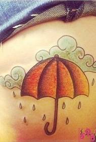girl personality umbrella tattoo pattern