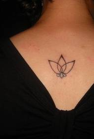 back funny simple black outline lotus tattoo pattern