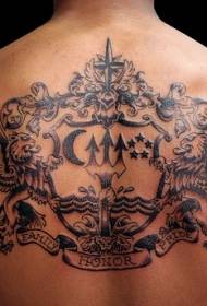 back lion badge stars ຮູບແບບ tattoo ວົງເດືອນ