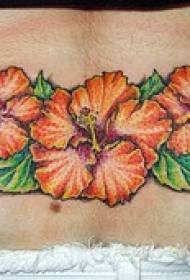 back ສີສົ້ມ hibiscus ດອກຮູບແບບ tattoo