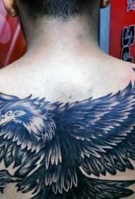 back cartoon style black and white eagle tattoo pattern