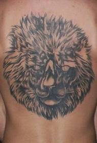 patrón de tatuaxe de león negro traseiro