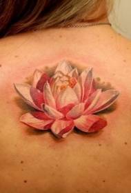 back realistic beautiful pink and white lotus tattoo pattern