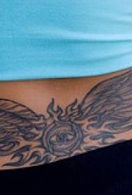waist eye and wing combination tattoo pattern