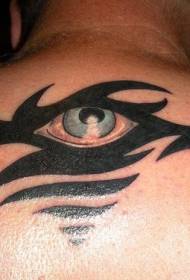 back realistic eyes and black totem tattoo pattern
