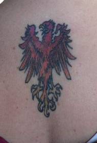 back simple fire phoenix tattoo pattern