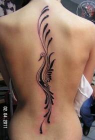 πίσω χαριτωμένο μαύρο μοτίβο τατουάζ phoenix αμπέλου