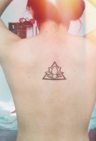 back simple black lotus with triangle tattoo pattern