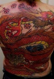 back giant red dragon tattoo pattern