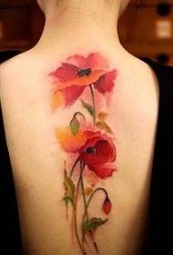 beautiful and elegant red poppies tattoo pattern on the back