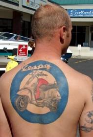 back motorcycle with blue circle tattoo pattern