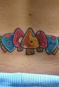veel kleurrijke cartoon paddestoel tattoo-ontwerpen in de taille