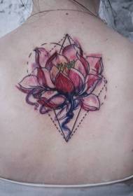 Loto de costas e patrón decorativo xeométrico de tatuaxe