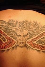 back mysterious man color tattoo pattern