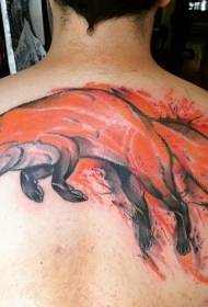 Dos du magnifique motif de tatouage de renard couleur