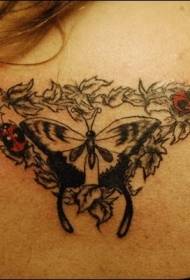 Bumalik ang Red Ladybug at Black Butterfly Tattoo Pattern