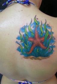 back cute and bright Cartoon starfish tattoo pattern