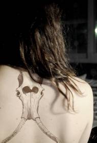 nugaros pilkos mamuto kaukolės tatuiruotės modelis