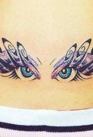 waist tribal eyes and wings tattoo pattern