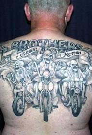 crani posterior muntant en un patró de tatuatge de moto