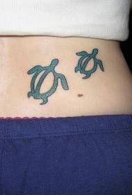 Torna dui Turtle verde mudellu di tatuaggio simplice