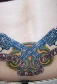 waist ສອງ pistol ສີຟ້າແລະເພີ່ມຂຶ້ນ tattoo ຈົດຫມາຍຮູບແບບ