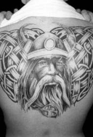 back Celtic knot with Viking warrior tattoo pattern