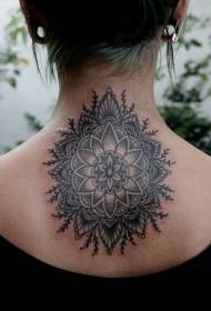 back interesting black mandala flower tattoo pattern