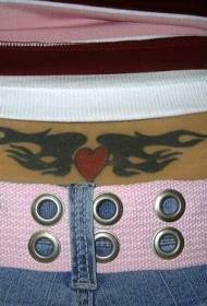 waist flame totem with heart-shaped tattoo pattern