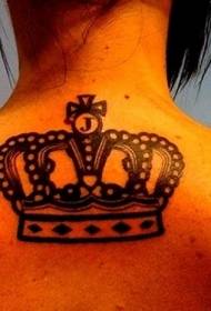 우아한 여성 백 왕관 문신 패턴