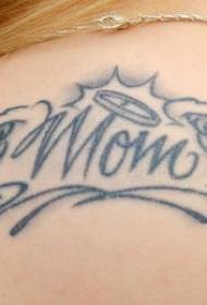 zadní andělská křídla s písmenem tetování vzorem