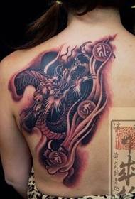 tillbaka svart drake tatuering mönster uppskattning
