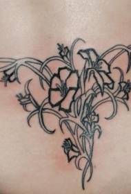 waist Black and white flower plant tattoo pattern