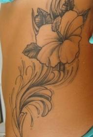 taille schattig grijs inkt hibiscus tattoo patroon