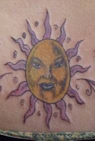 midje rosa og gul sol tatoveringsmønster