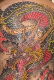 Ryggfärgad dragon skräck monster tatuering mönster