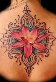 back beautiful and elegant lotus tattoo pattern