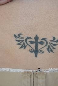 waist black cross heart and totem tattoo pattern