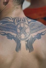 black back tribal wings tattoo pattern for male back